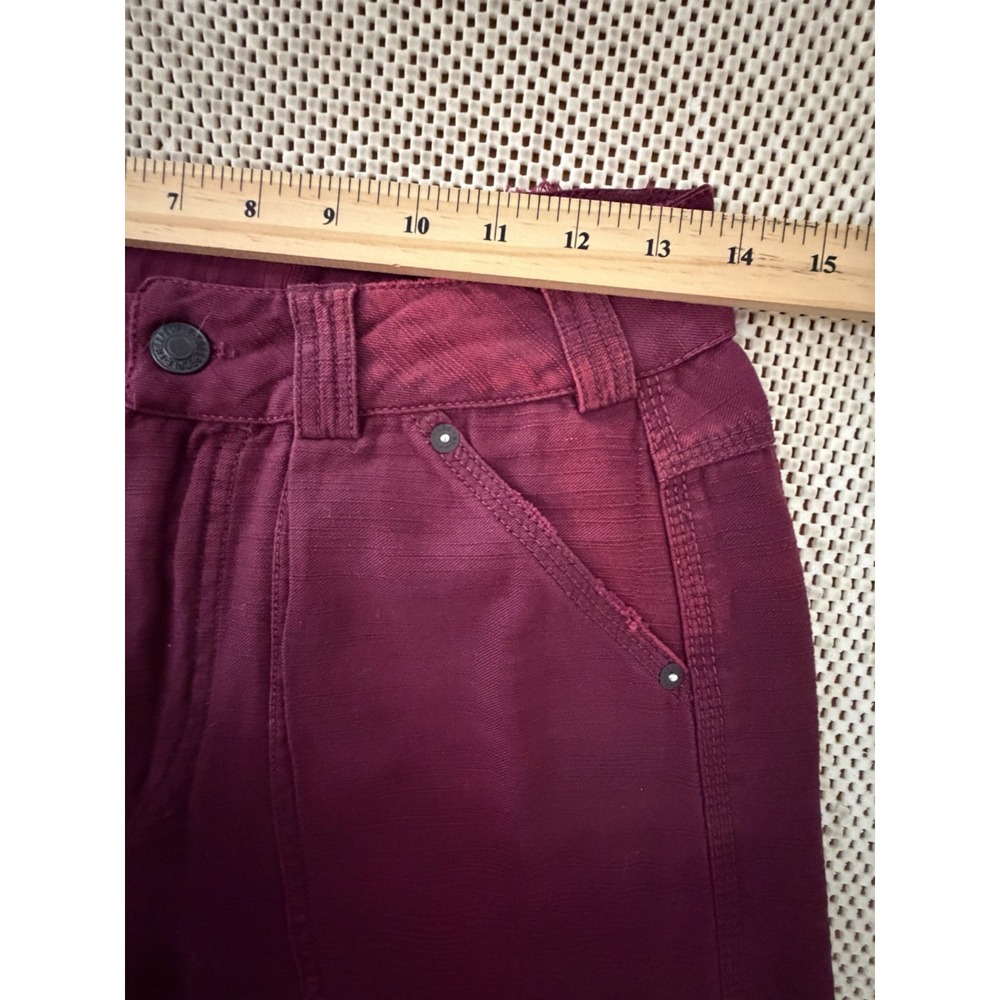 Free People Stay Awhile Jeans Sz 0 Carpenter Barrel Leg Pants Maroon Mulberry - Picture 4 of 12